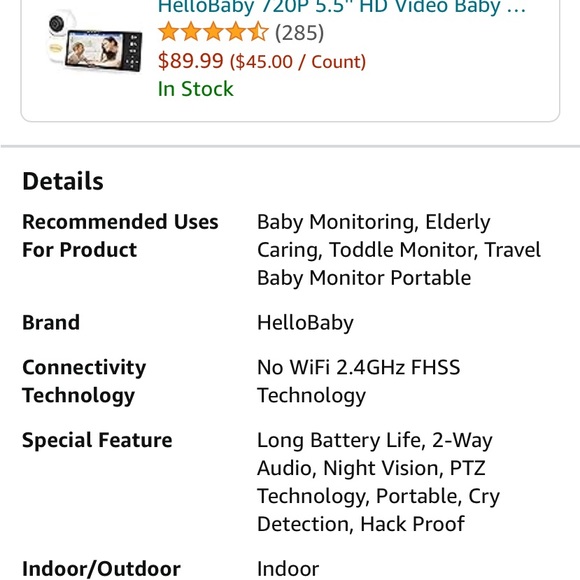 Hello baby monitor upgrade monitor 5’ screen - Picture 2 of 2